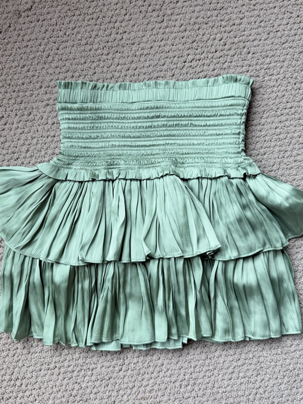 Smocked mint green Ruffle Skirt